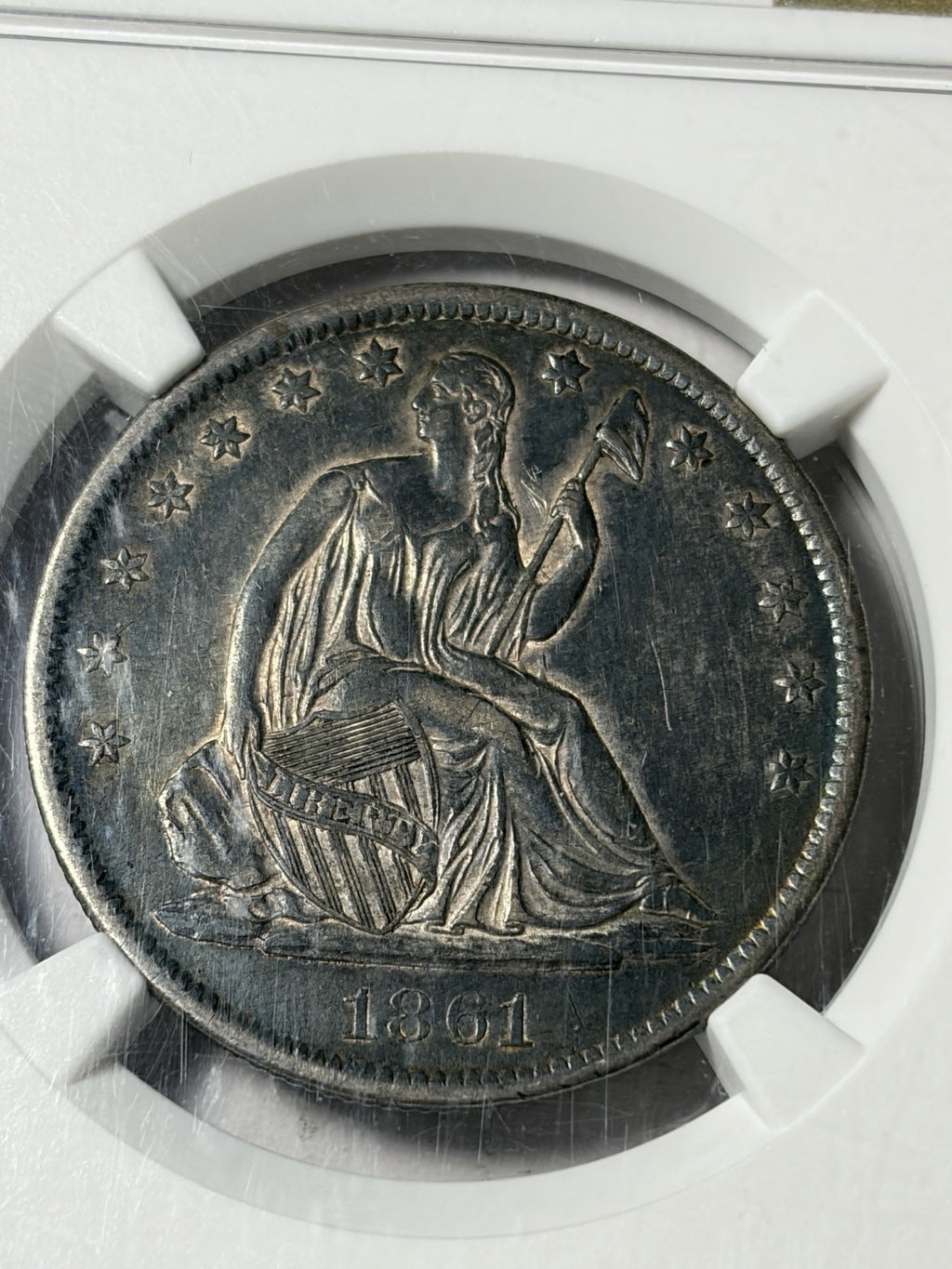 1861-S NGC XF Details Seated Liberty Half Dollar