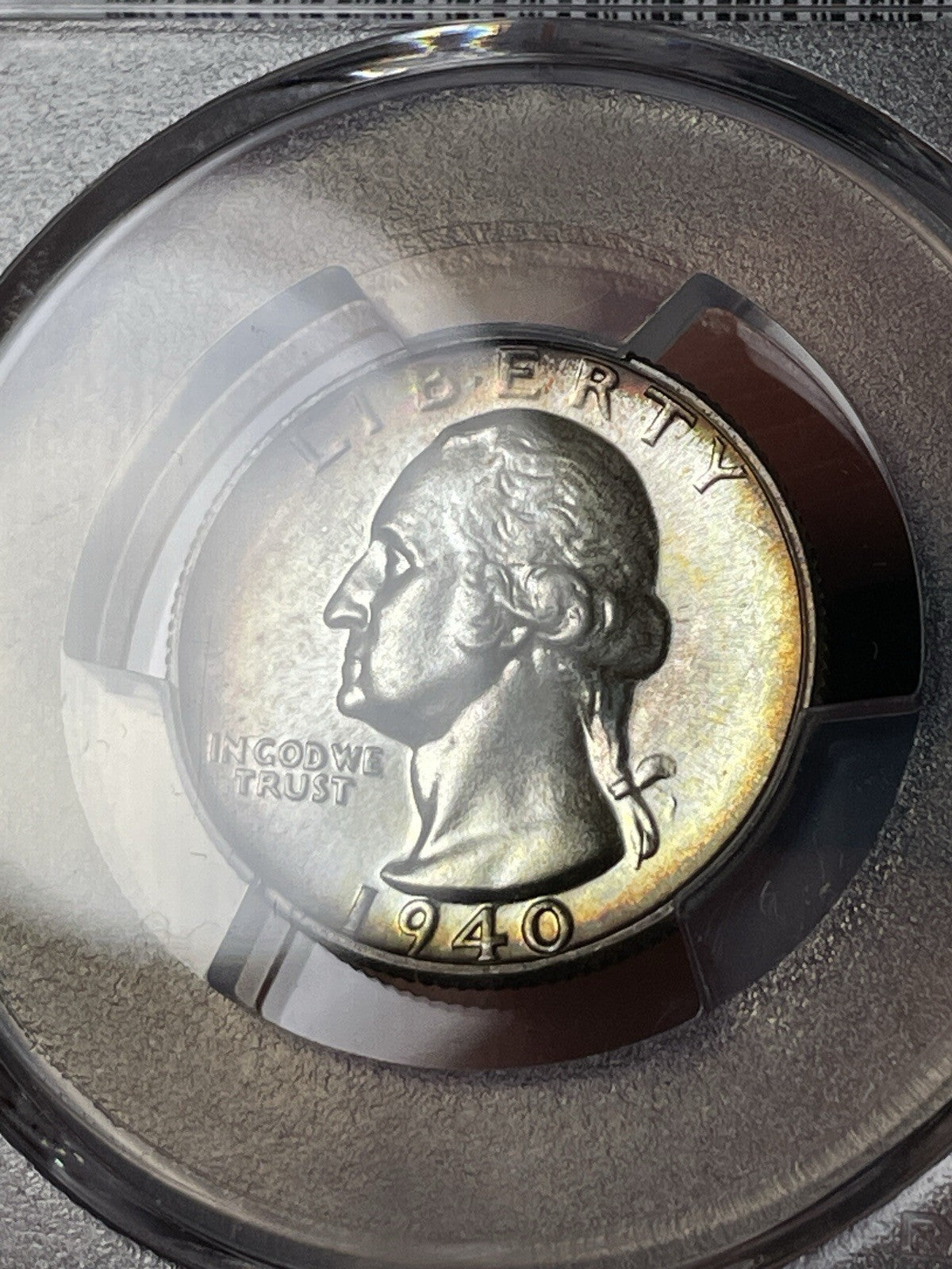 1940 PCGS PR67+ CAC Washington Silver Quarter Toned