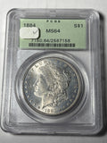 1884 PCGS MS64 Morgan Silver Dollar OGH Old Holder