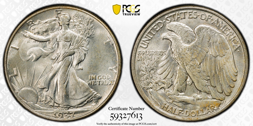 1937 PCGS MS66 CAC Walking Liberty Half Dollar