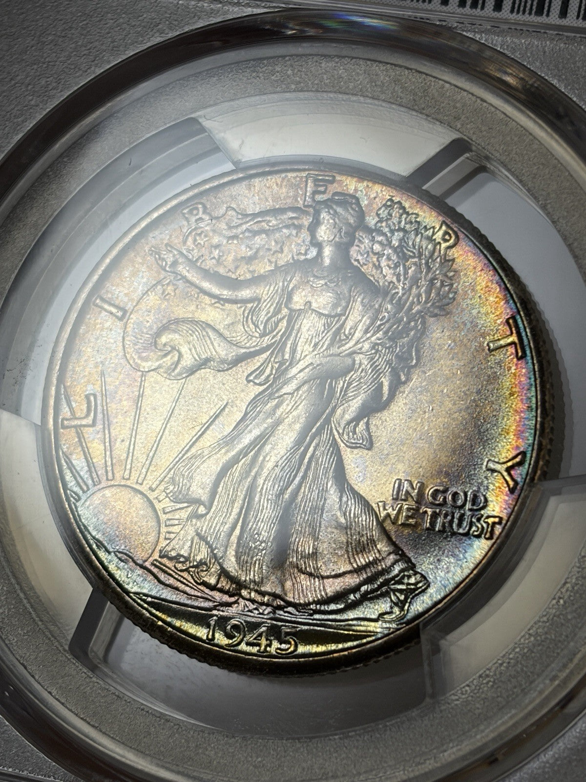 1945-D PCGS MS67 Walking Liberty Half Dollar Toned