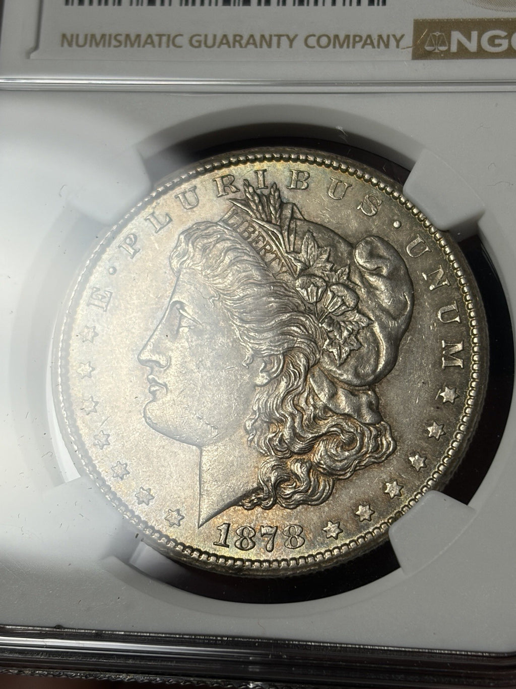 1878-CC NGC MS61 Morgan Silver Dollar Reverse Toned