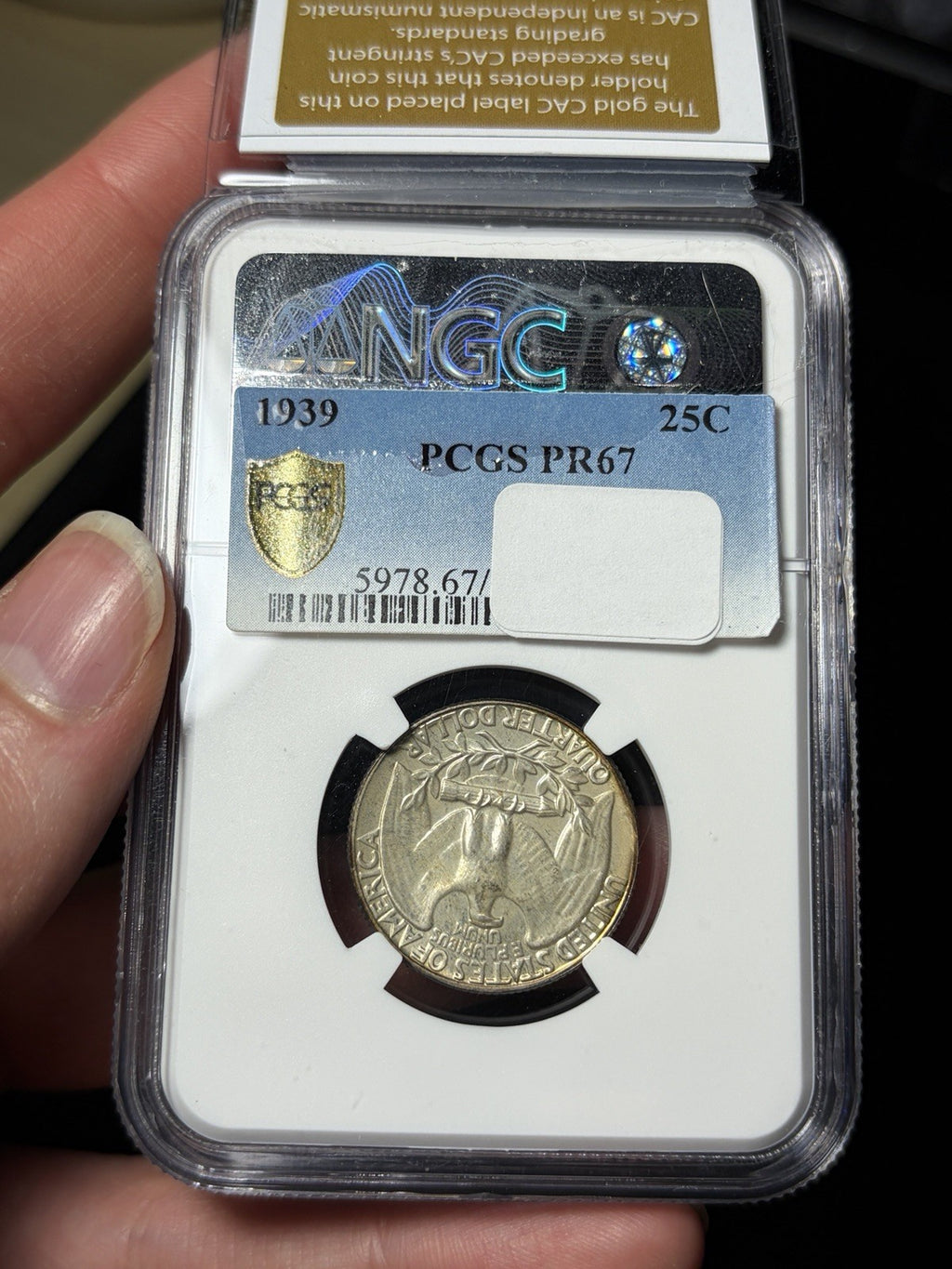 1939 NGC PF64 GOLD CAC Washington Quarter Toned , Ex. PCGS PR67!