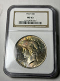 1923 NGC MS63 Peace Silver Dollar Toned RARE