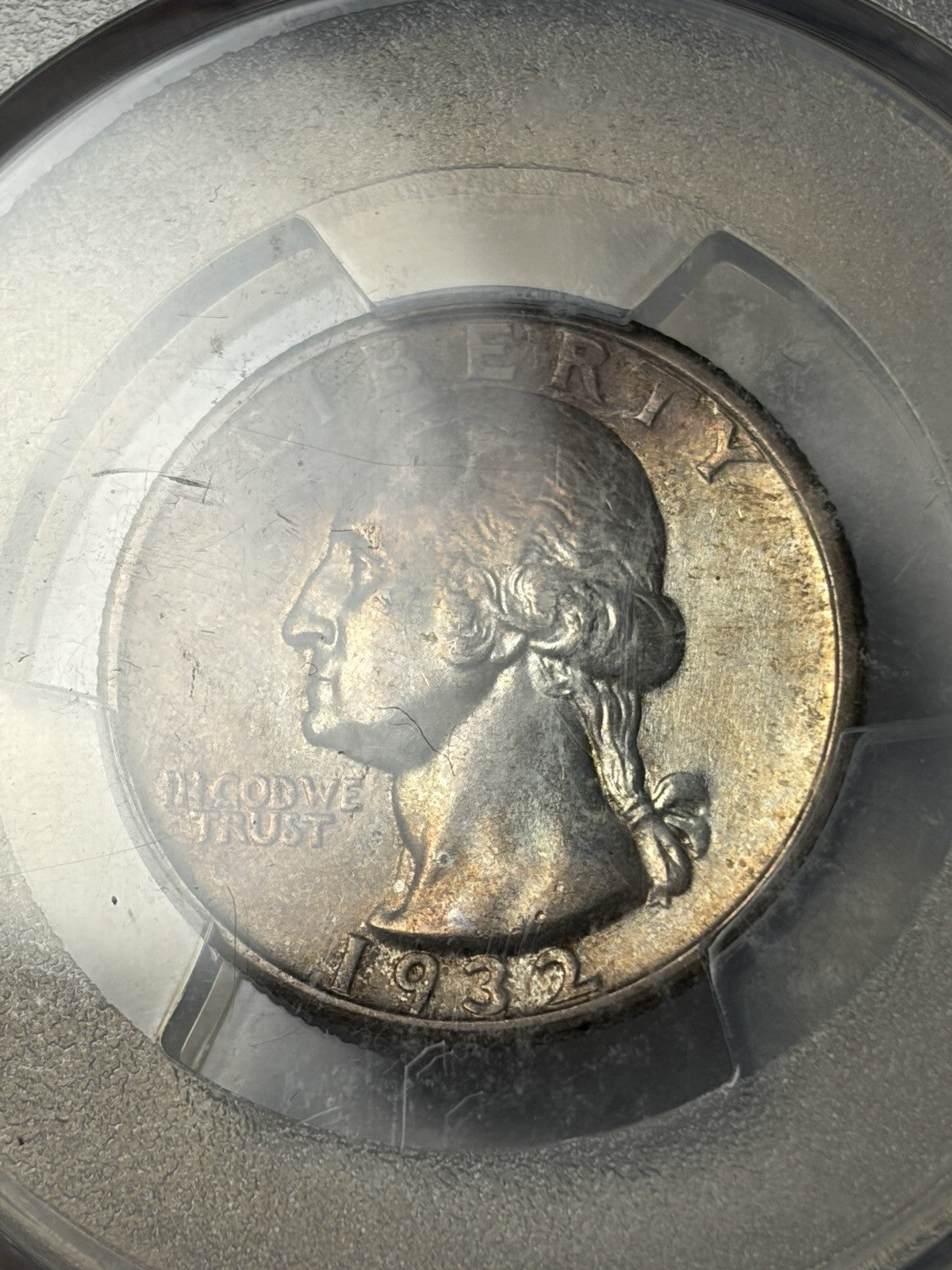 1932-S PCGS AU58 Washington Quarter Toned