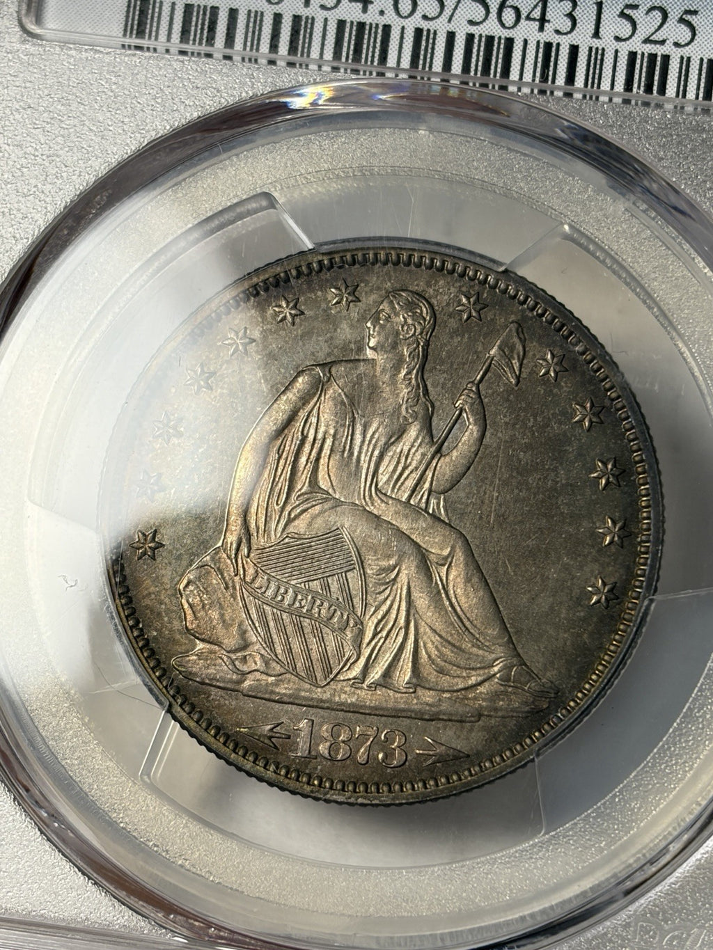 1873 PCGS PR65 Seated Liberty Half Dollar Witih Arrows Toned PROOF