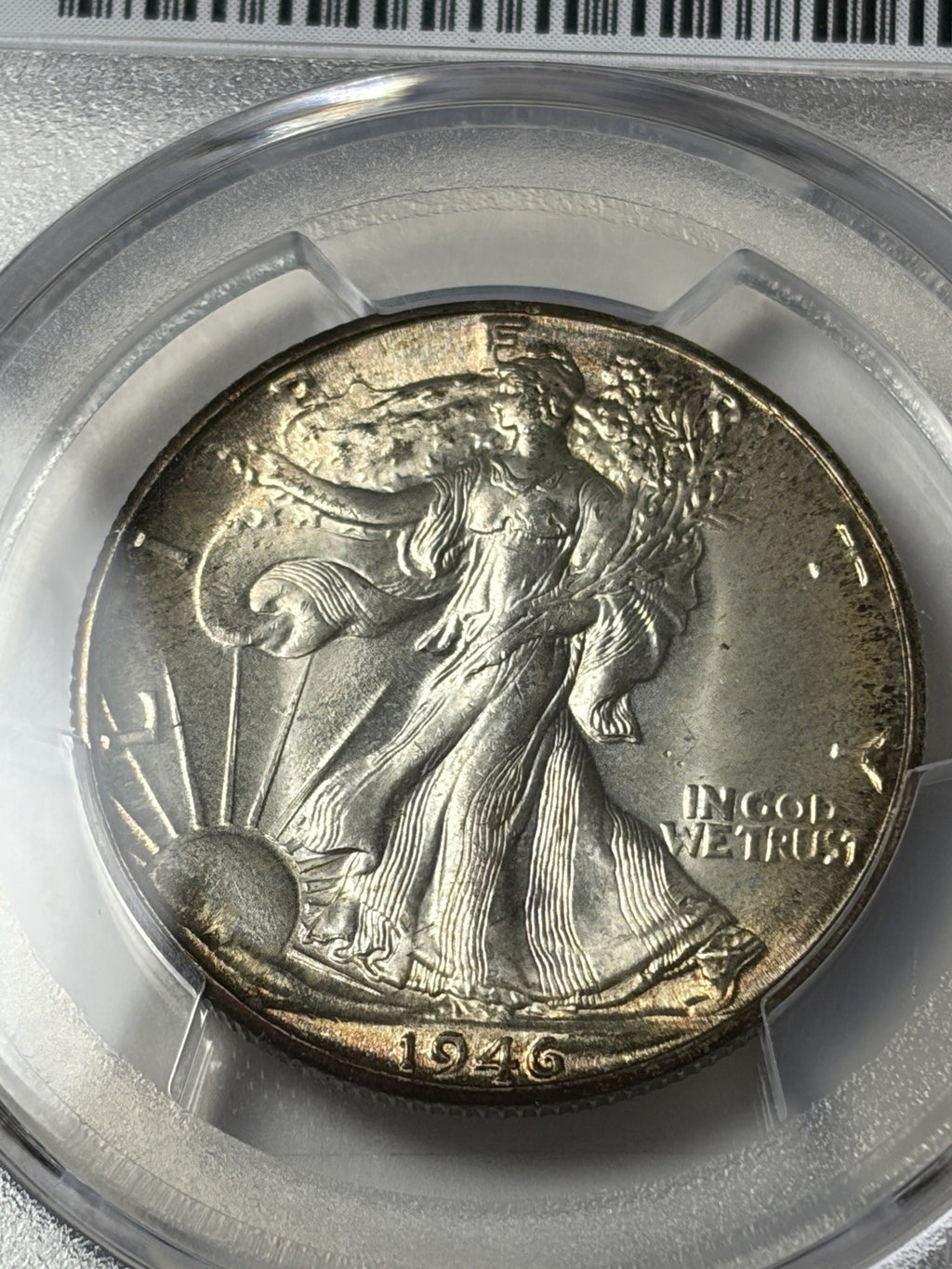 1946-D PCGS MS67 Walking Liberty Half Dollar Toned