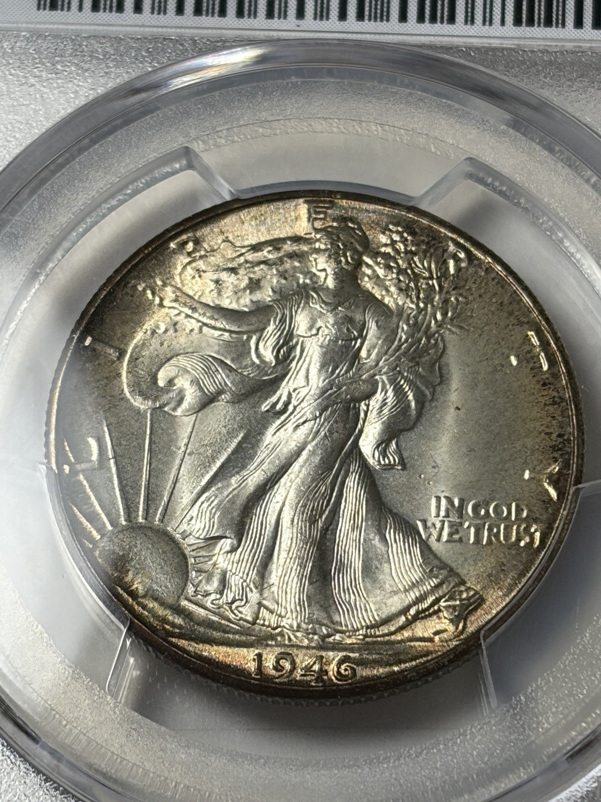 1946-D PCGS MS67 Walking Liberty Half Dollar Toned