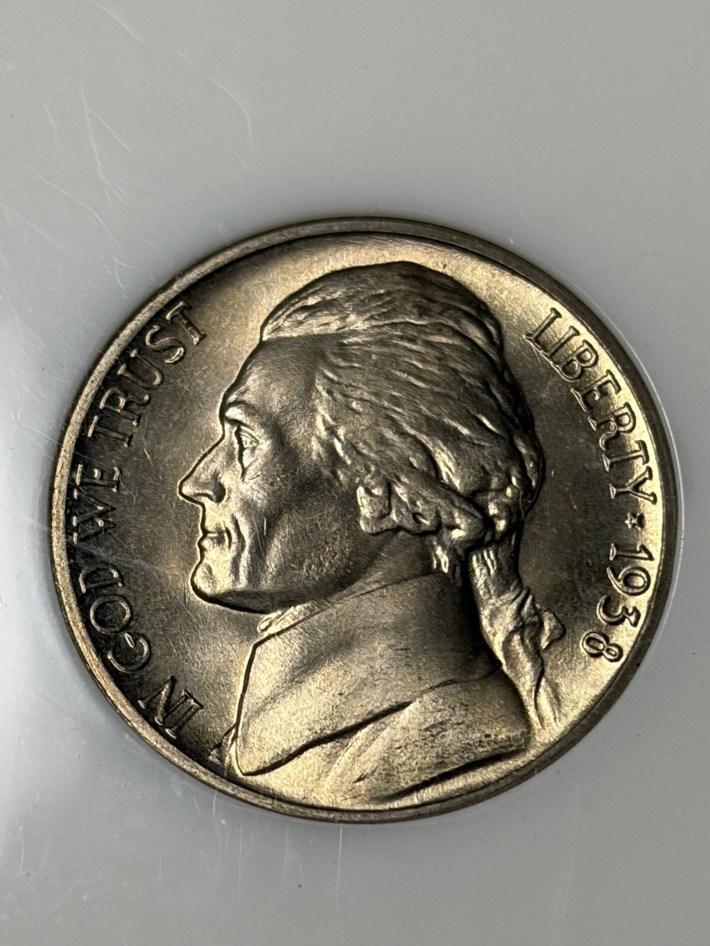 1938-S NGC MS67 Jefferson War Nickel Old Fatty Holder