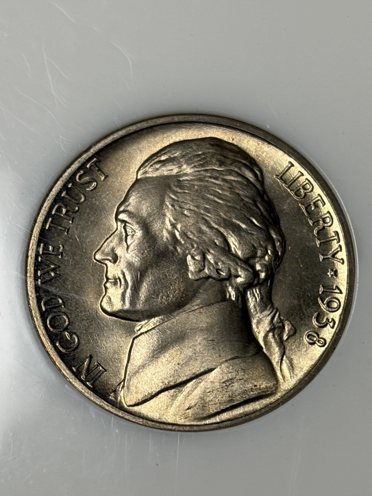 1938-S NGC MS67 Jefferson War Nickel Old Fatty Holder