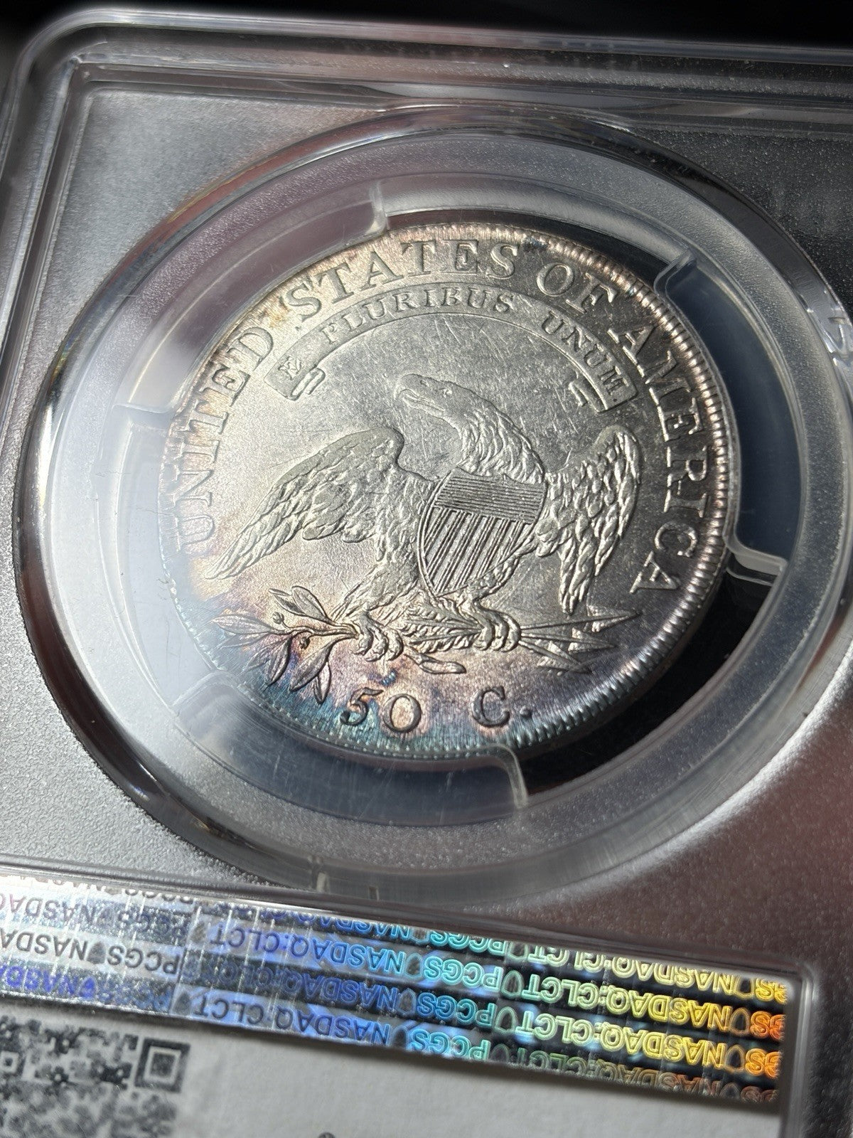 1807 PCGS AU53 Capped Bust Half Dollar Large Stars 50/20 Toned