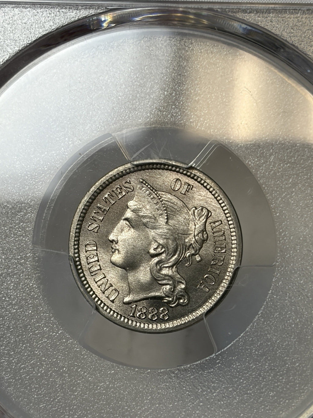1888 PCGS MS67 Three Cent Nickel Superb Gem