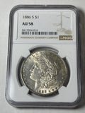 1886-S NGC AU58 Morgan Silver Dollar Toned