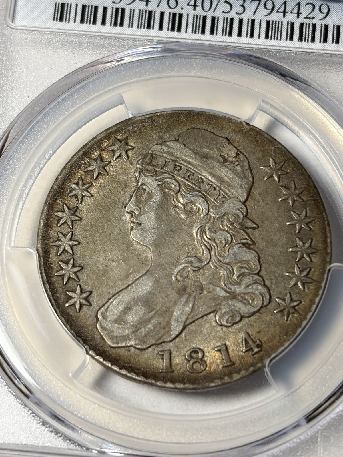 1814 PCGS XF40 CAC Capped Bust Half Dollar O-102a Toned