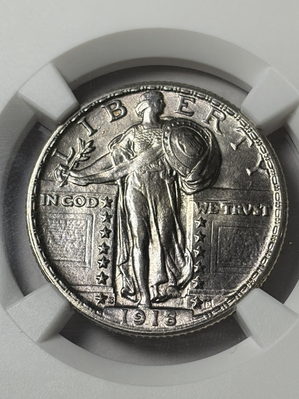1918-S NGC AU55 FH Standing Liberty Quarter