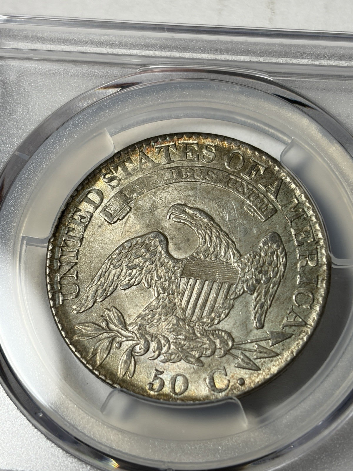 1827 PCGS AU58 Capped Bust Half Dollar O-136 Square Base 2