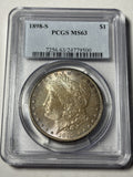 1898-S PCGS MS63 Morgan Silver Dollar Toned