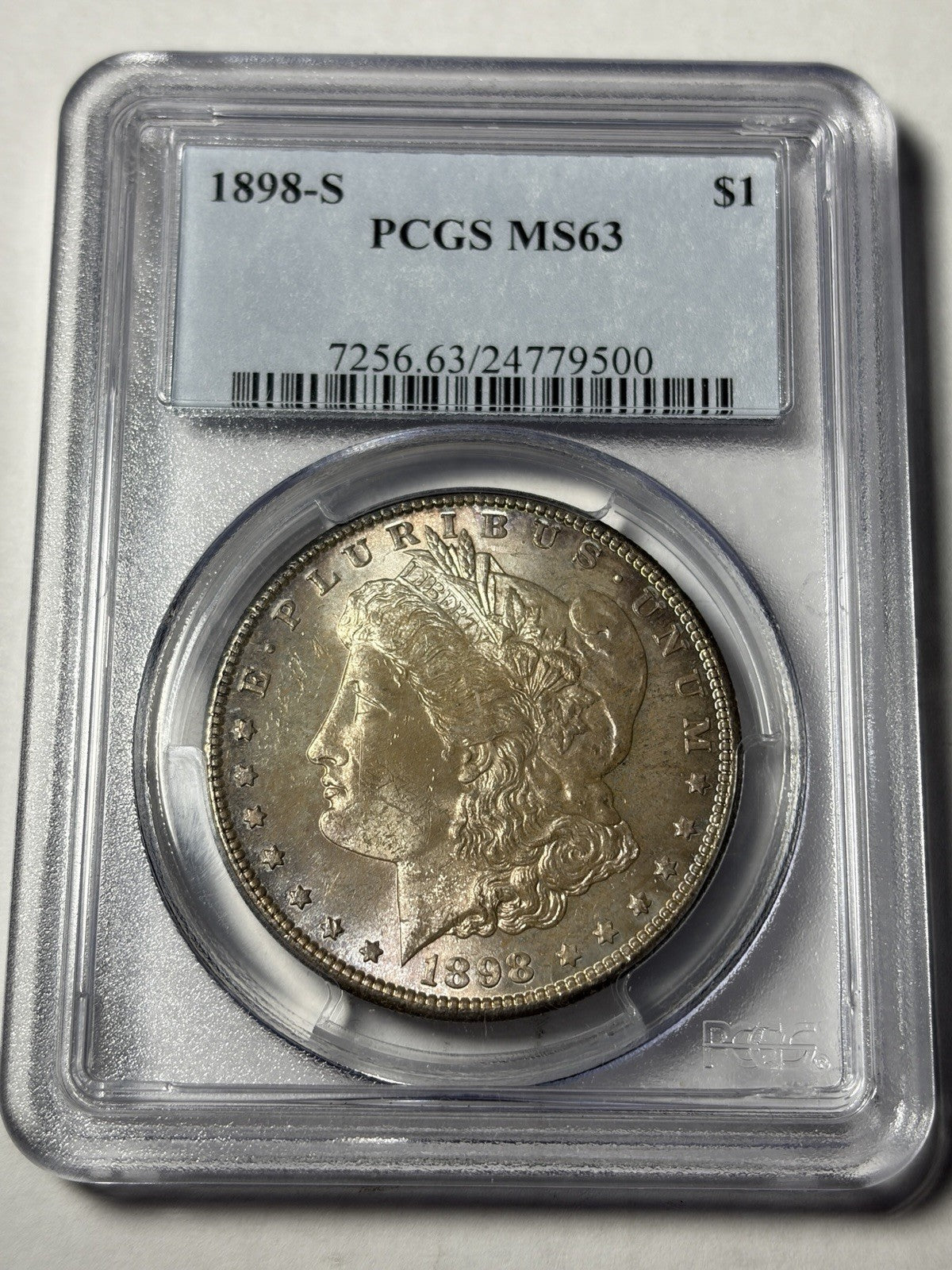 1898-S PCGS MS63 Morgan Silver Dollar Toned