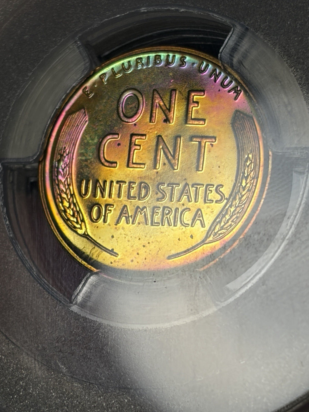 1942 PCGS PR65 BN Lincoln Wheat Cent Incredible Monster Toned Neon Green Blue
