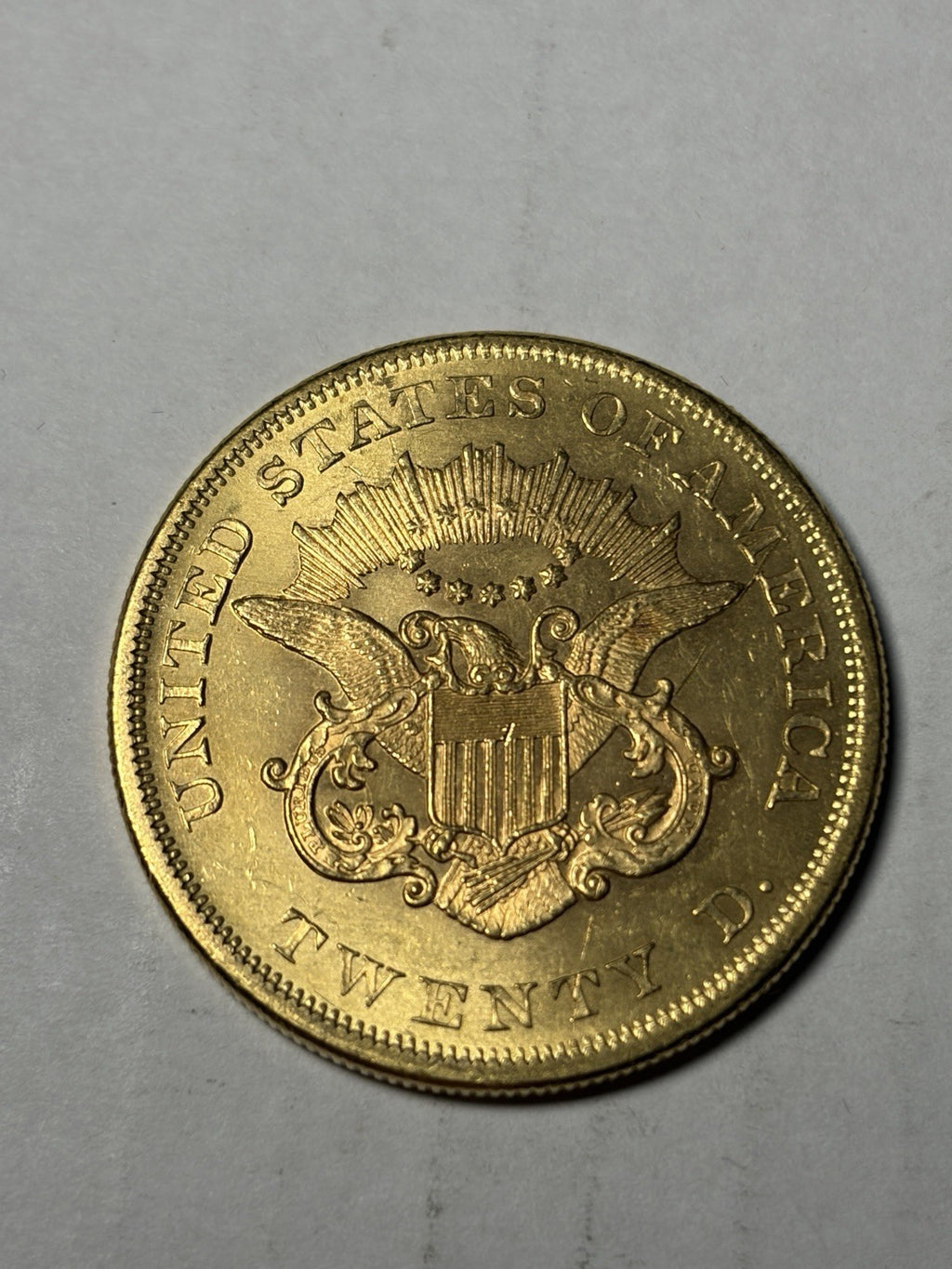 1861 Gold Double Eagle High Grade Details