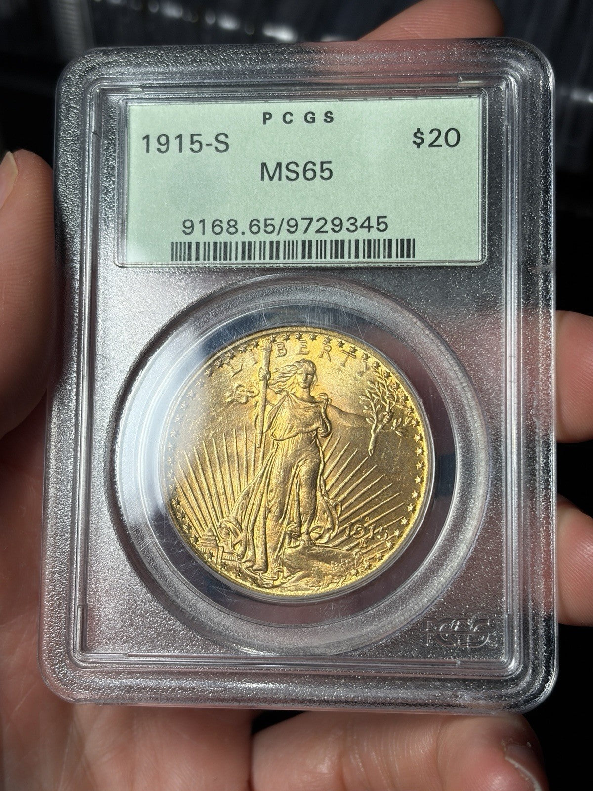 1915-S PCGS MS65 Saint Gaudens Double Eagle Gold Toned OGH Old Holder