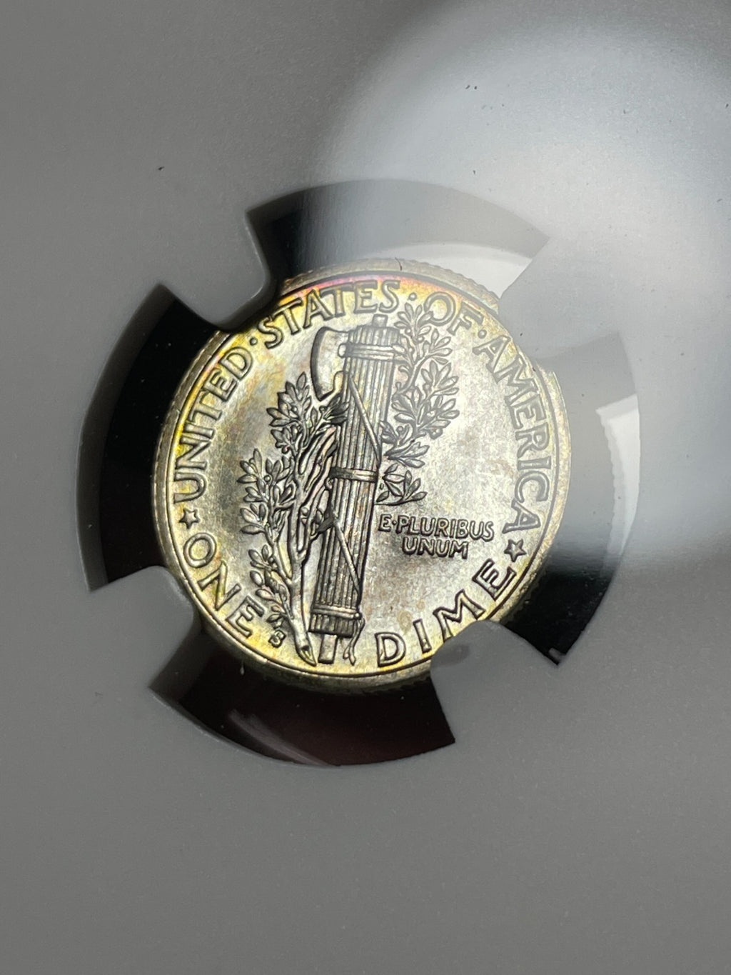 1935-S NGC MS64 FB Mercury Silver Dime Flashy Toned