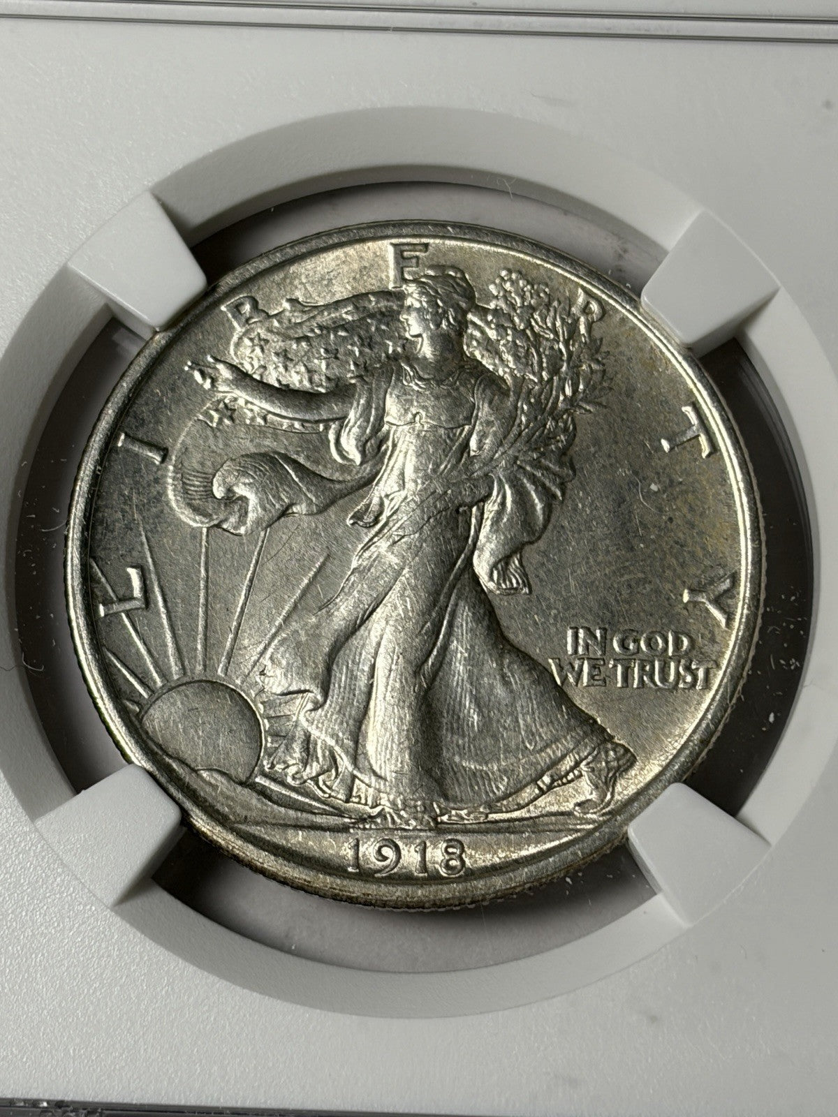1918-D NGC UNC Details Walking Liberty Half Dollar
