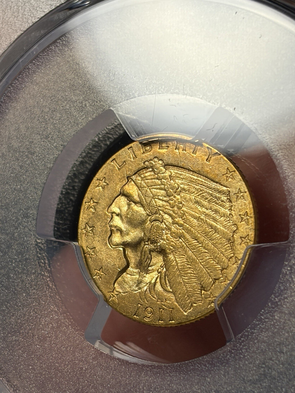 1911 PCGS MS64 Gold Indian $2.5 Quarter Eagle Toned Tougher Date