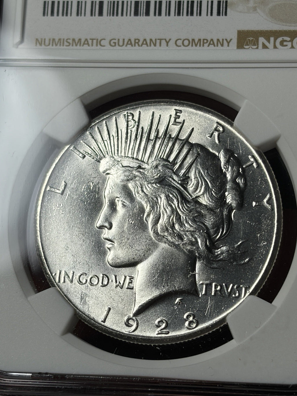1928 NGC MS62 Peace Silver Dollar Key Date Blast White