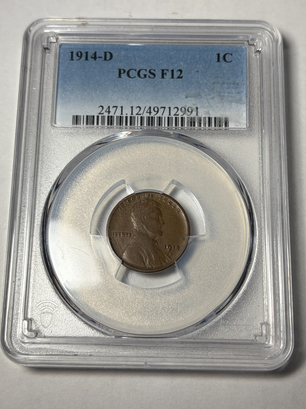 1914-D PCGS F12 Lincoln Wheat Cent