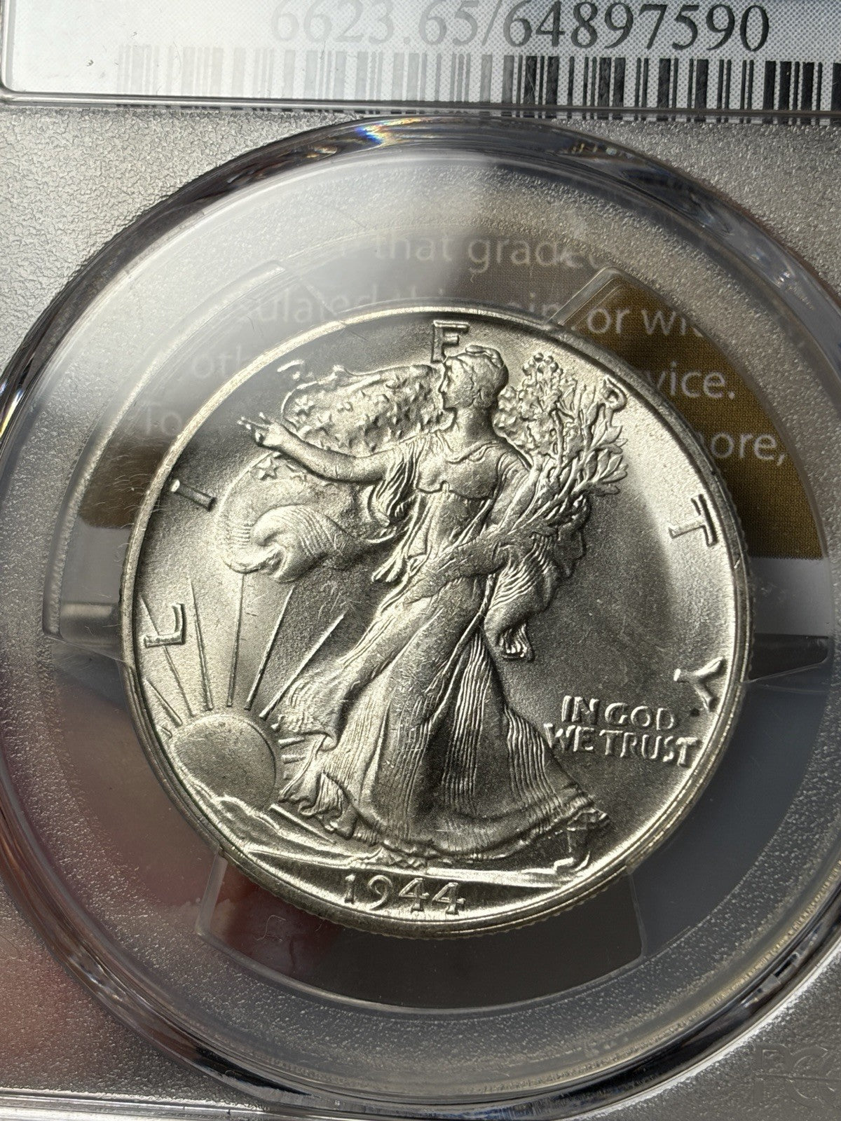 1944-S PCGS MS65 GOLD CAC Walking Liberty Half Dollar