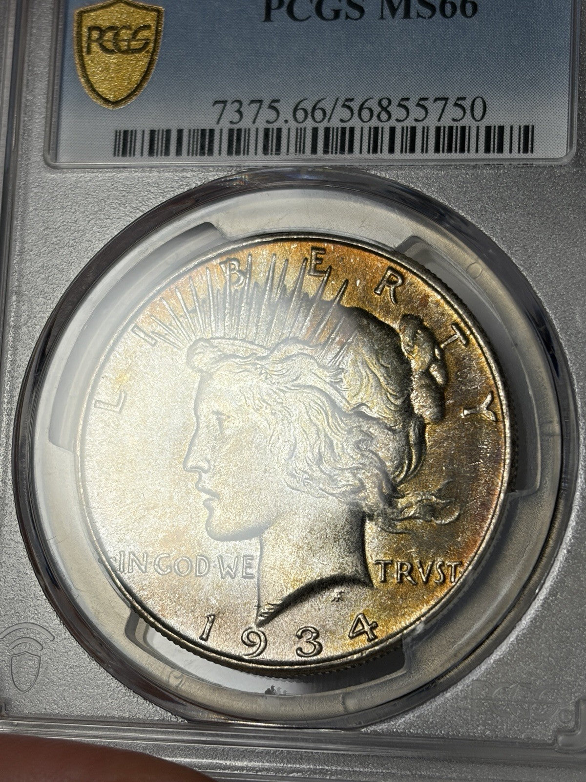 1934 PCGS MS66 Peace Silver Dollar Toned