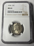 1934 NGC MS64 Washington Silver Quarter
