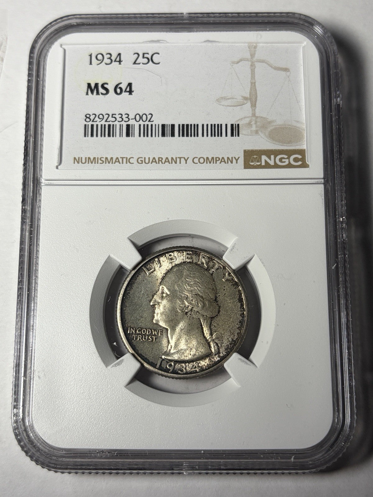 1934 NGC MS64 Washington Silver Quarter