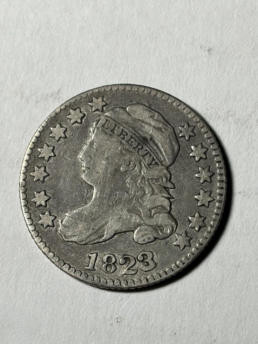 1823/2 Large Es Capped Bust Silver Dime