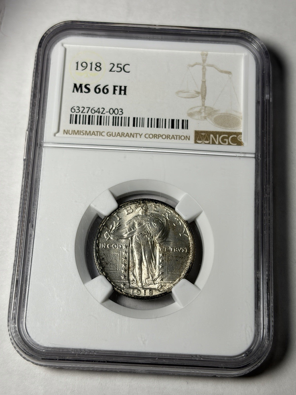 1918 NGC MS66 FH Standing Liberty Quarter Strong Strike