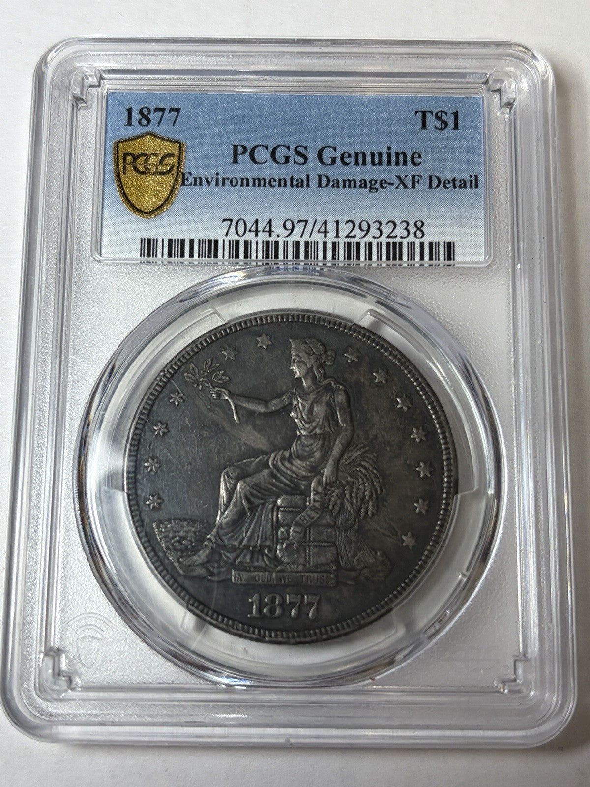 1877 PCGS XF Details Trade Silver Dollar