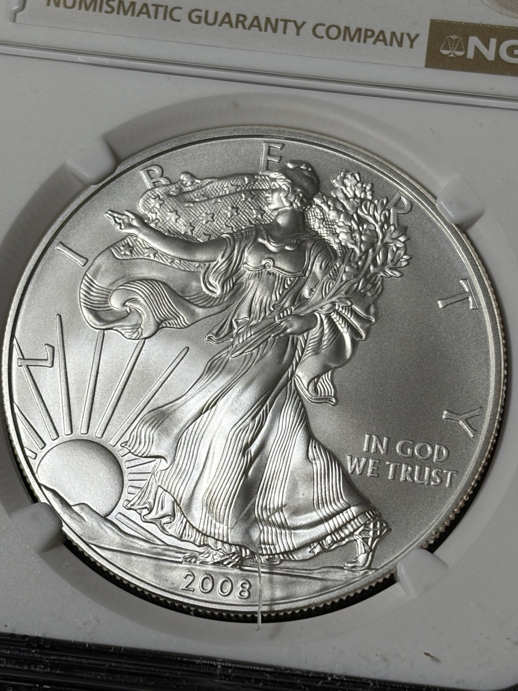 2008-W Reverse of 2007 NGC MS69 American Silver Eagle With OGP