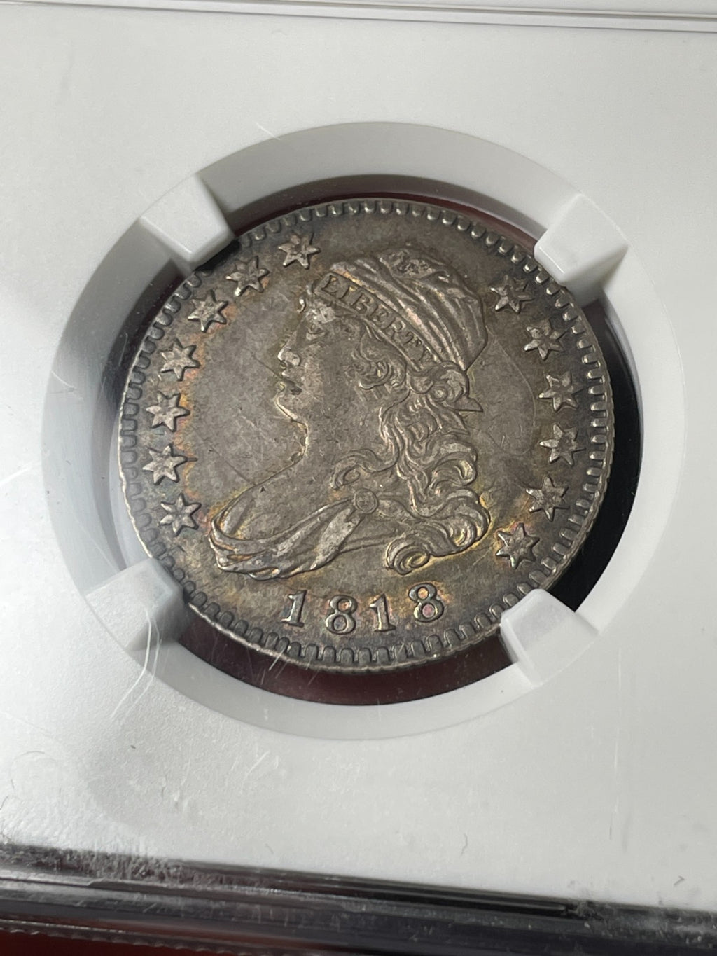 1818 NGC XF45 Capped Bust Quarter Toned Original Nice