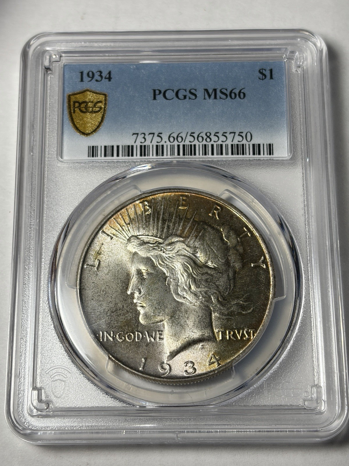 1934 PCGS MS66 Peace Silver Dollar Toned