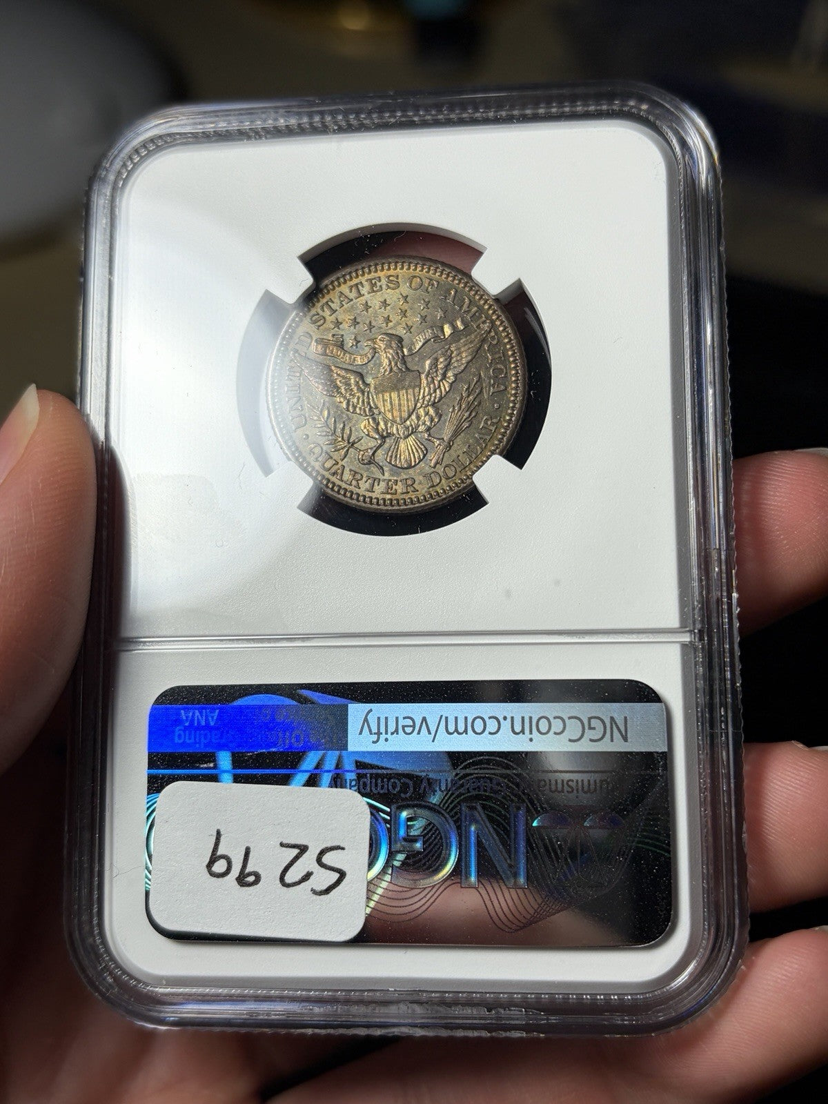 1905 NGC AU Details Barber Quarter Toned