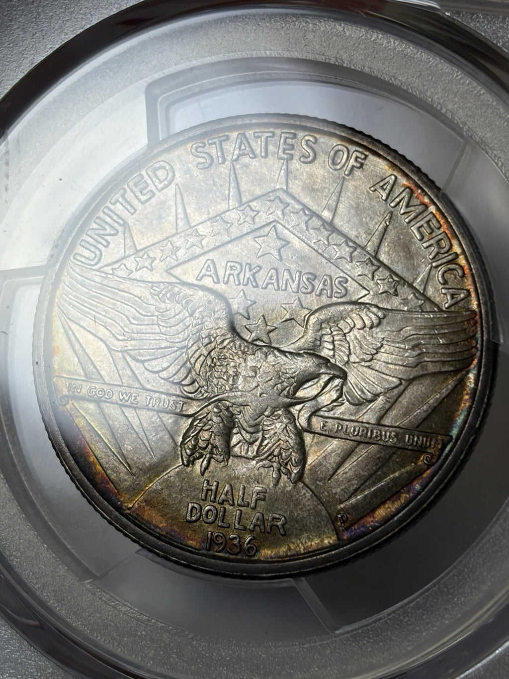 1936-D PCGS MS66 Arkansas Commemorative Half Dollar Toned