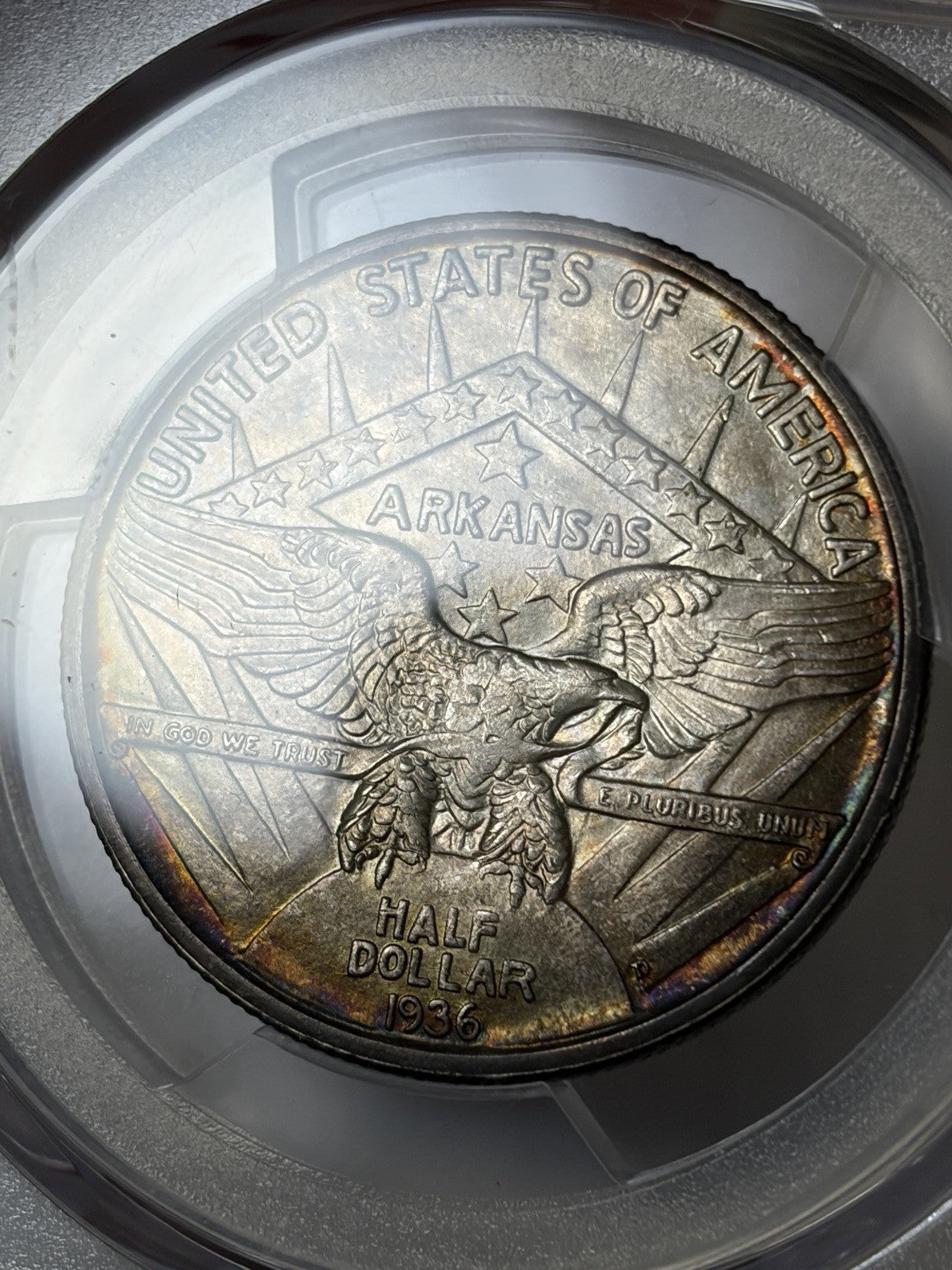 1936-D PCGS MS66 Arkansas Commemorative Half Dollar Toned