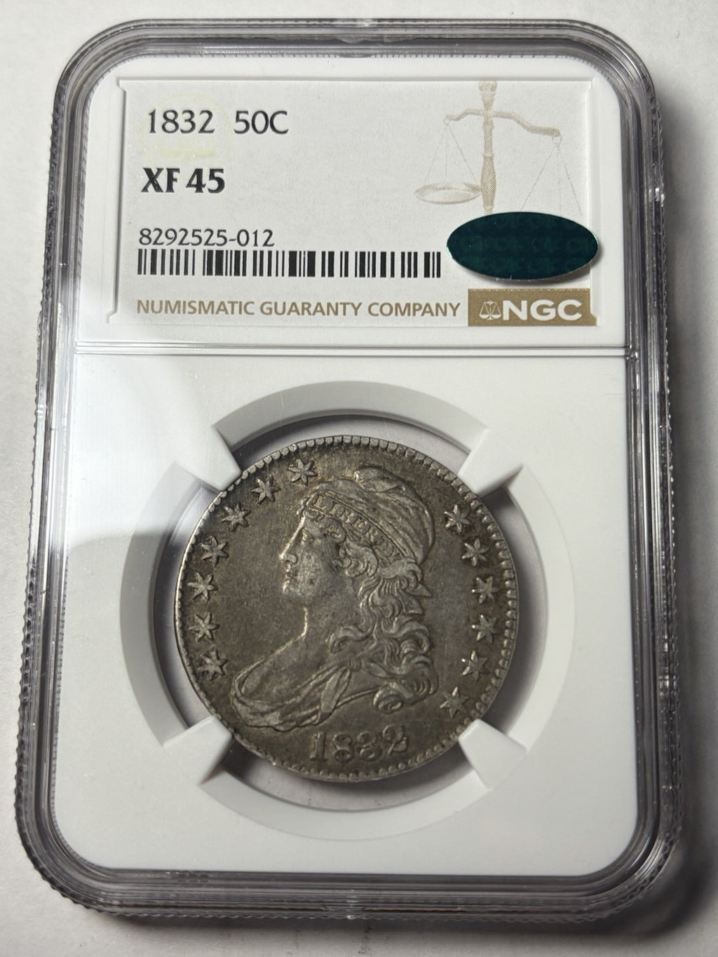 1832 NGC XF45 CAC Capped Bust Half Dollar