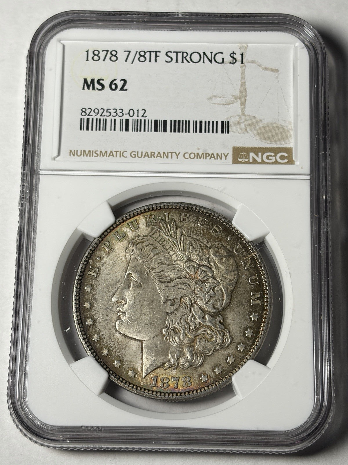 1878 7/8TF Strong NGC MS62 Morgan Silver Dollar Toned