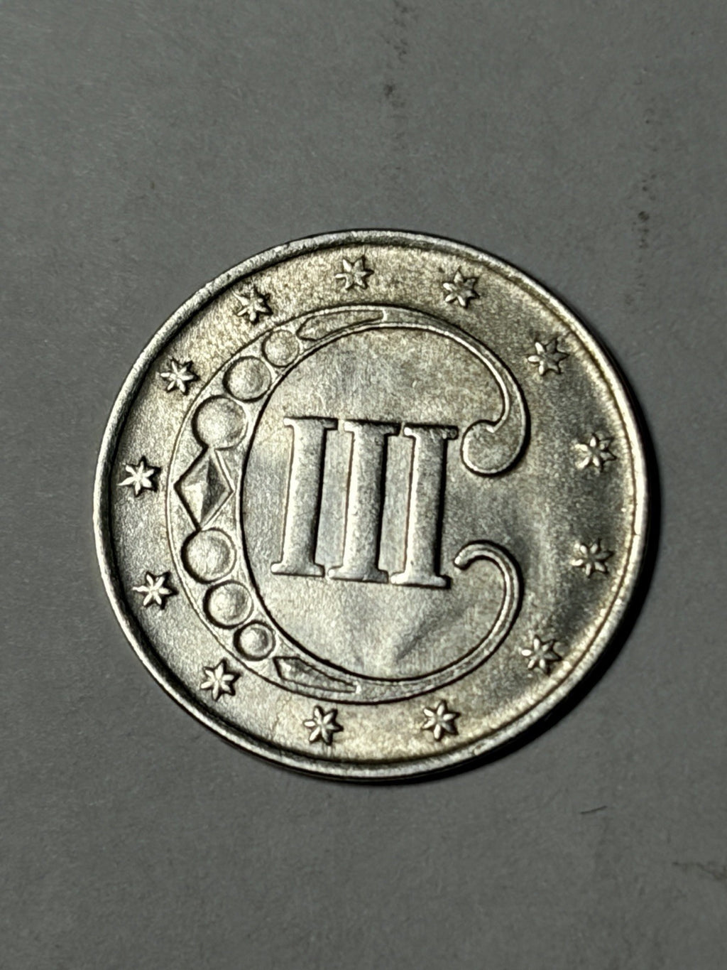 1852 Three Cent Silver Piece 3CS