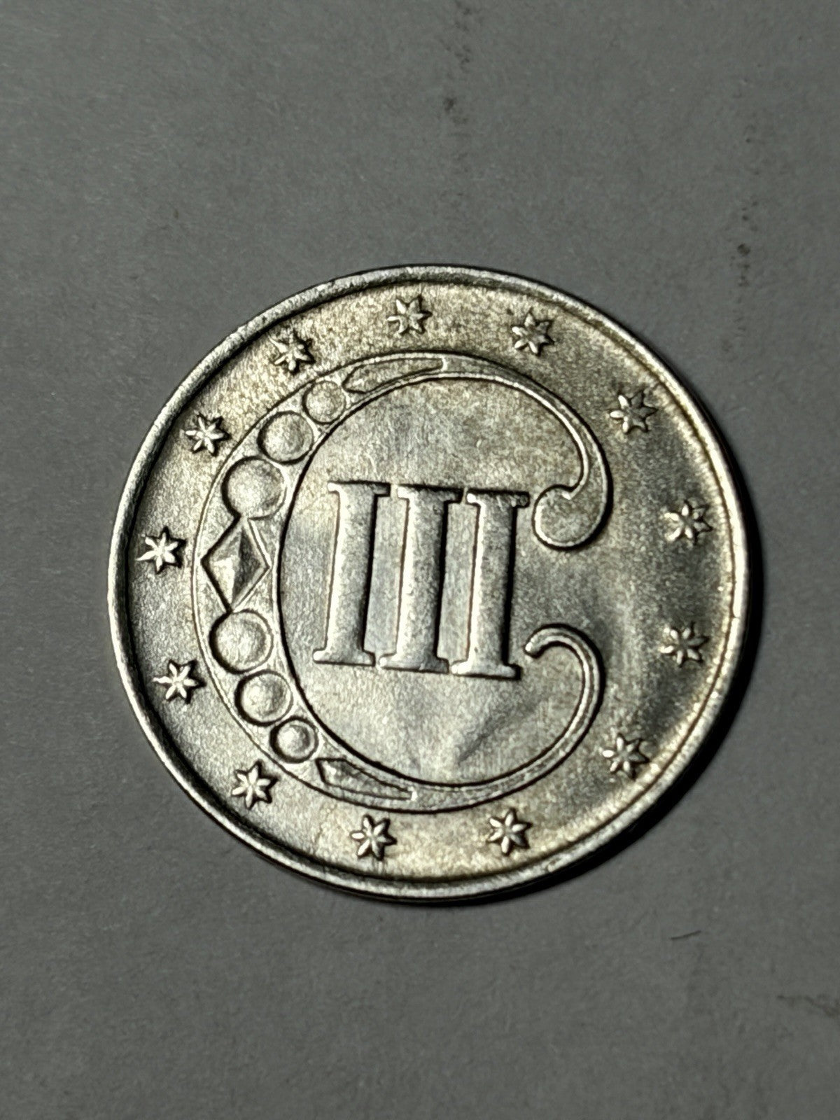 1852 Three Cent Silver Piece 3CS