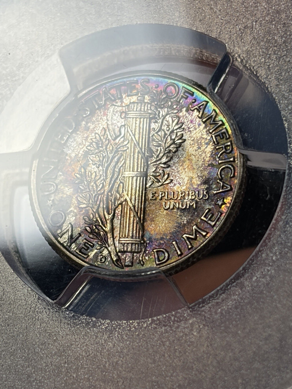 1942-D PCGS MS68 FB CAC Mercury Silver Dime Toned Toning