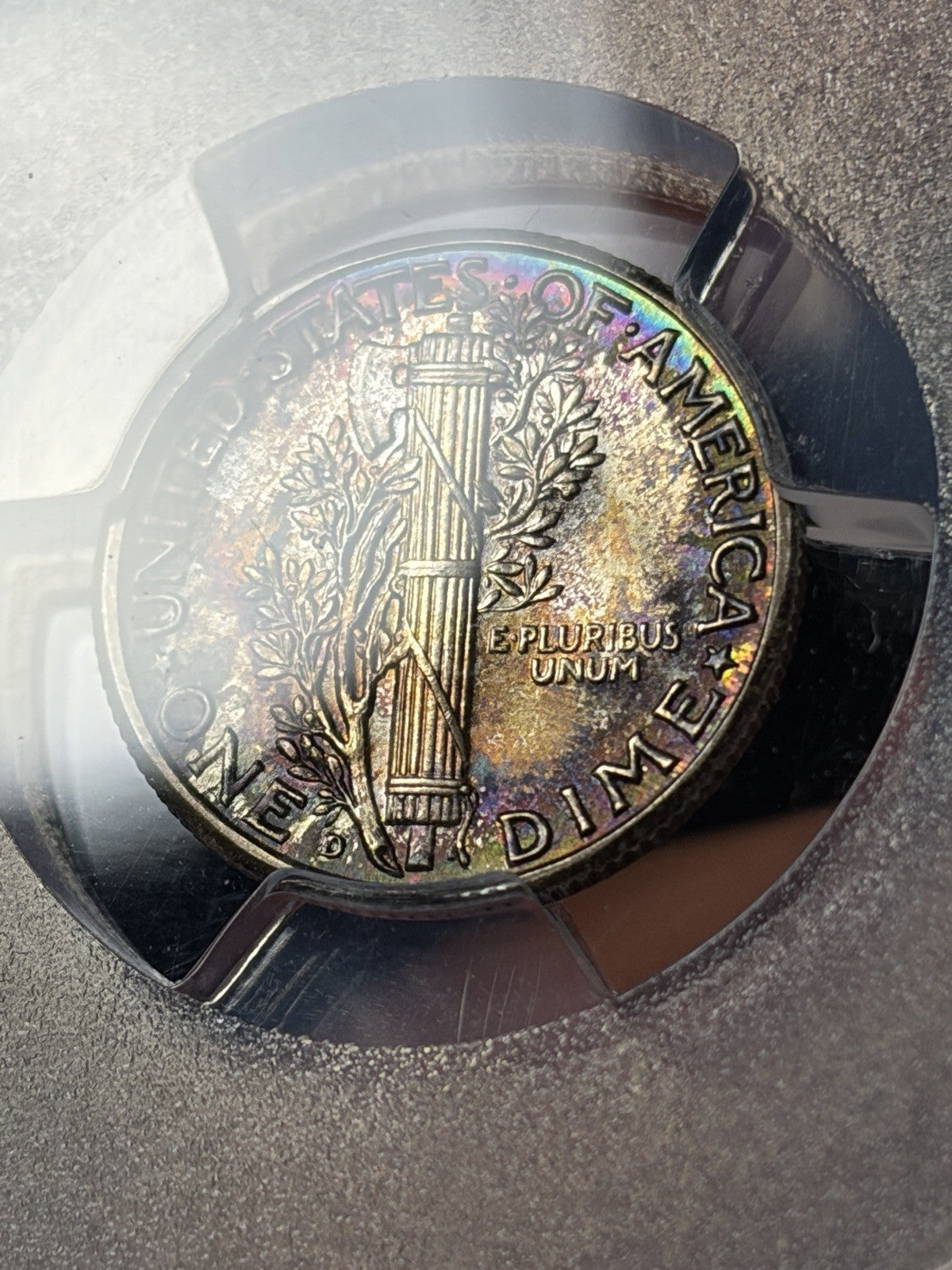 1942-D PCGS MS68 FB CAC Mercury Silver Dime Toned Toning