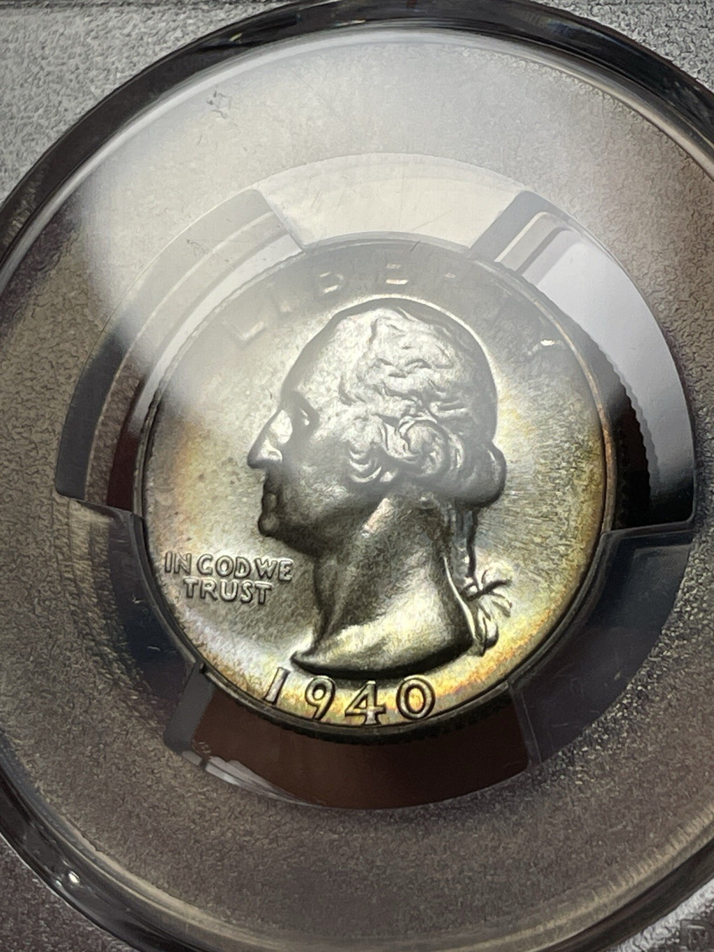 1940 PCGS PR67+ CAC Washington Silver Quarter Toned
